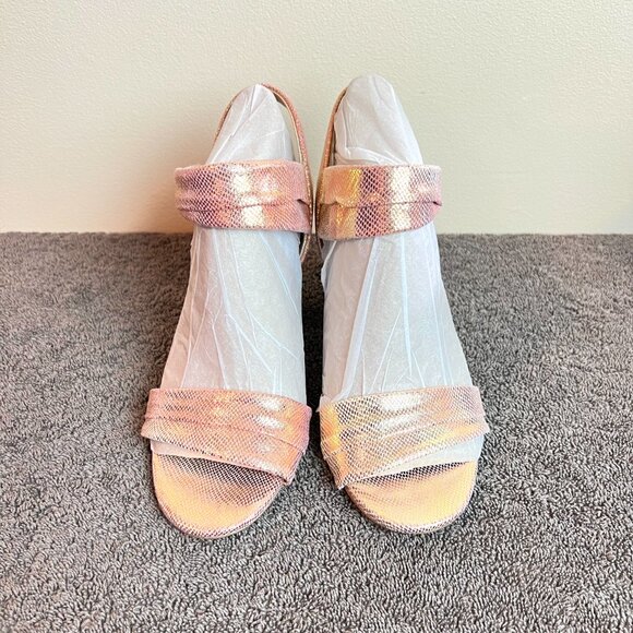 Franco Sarto Womens Size 7 7M Osmina Rose‎ Gold Block Dress Heel Sandals Shoes - Picture 2 of 14